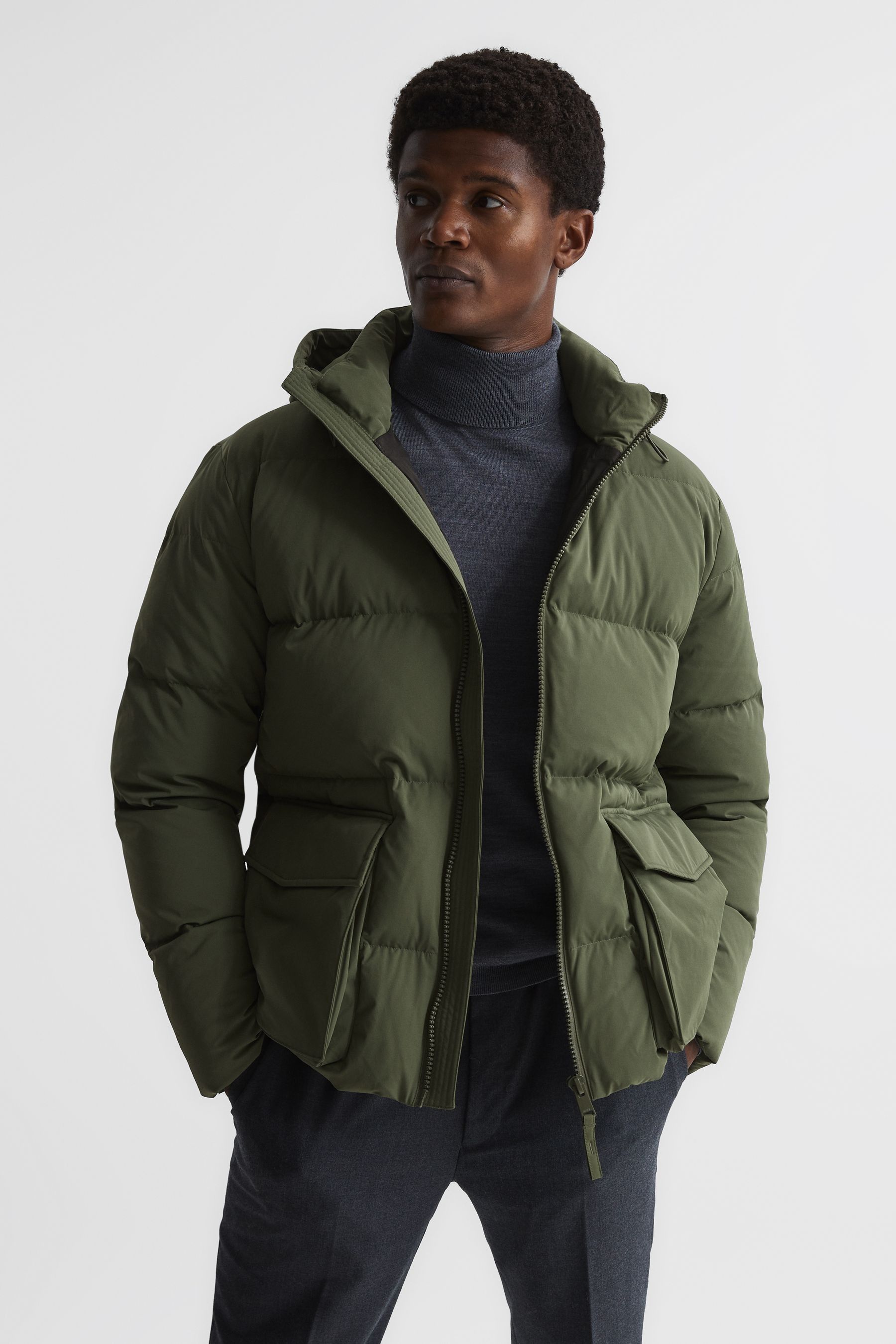 Buy Reiss Khaki Ryder Short Puffer Jacket from Next Australia