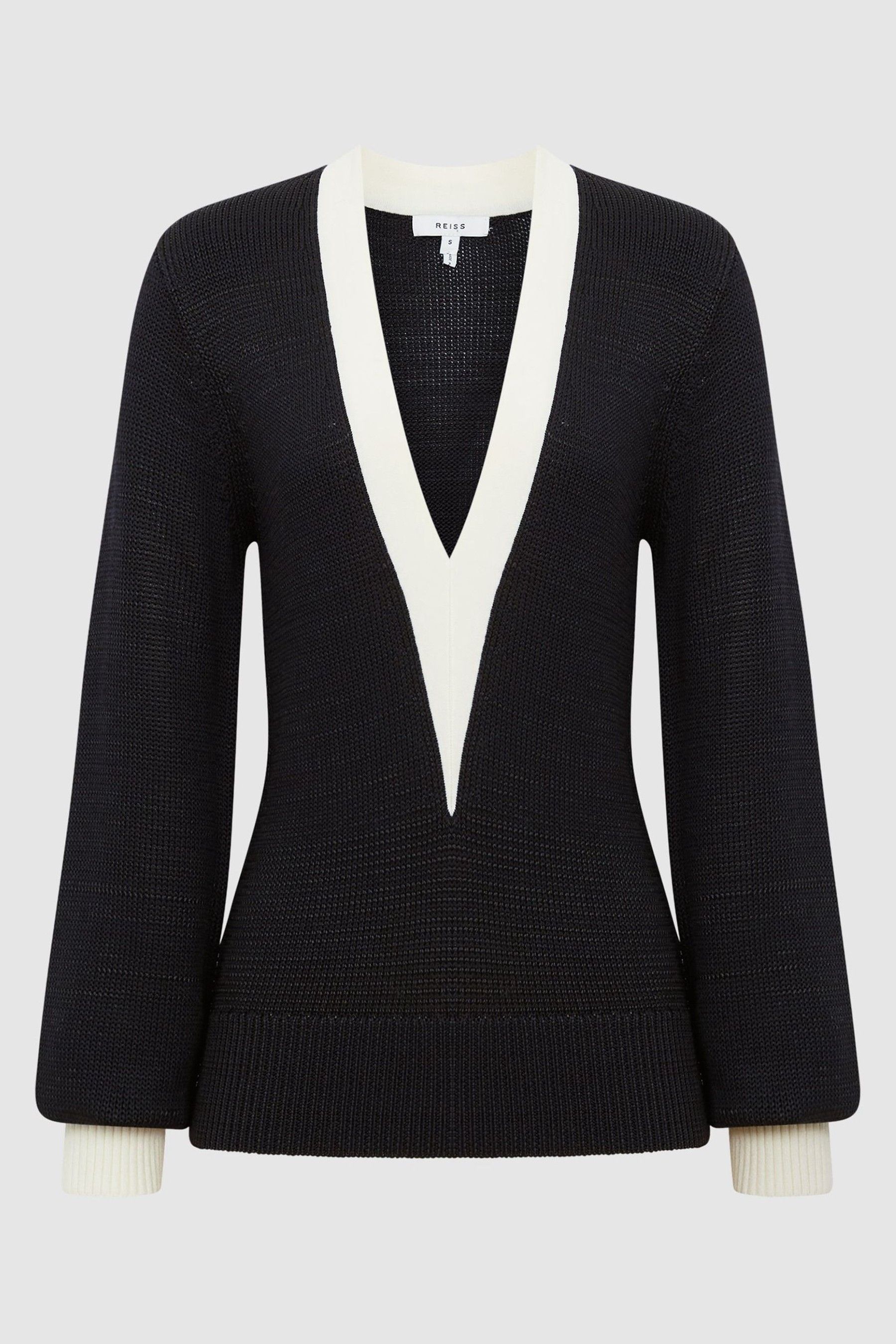Buy Reiss Black Talitha Contrast Trim Knitted Jumper from the Next UK online shop