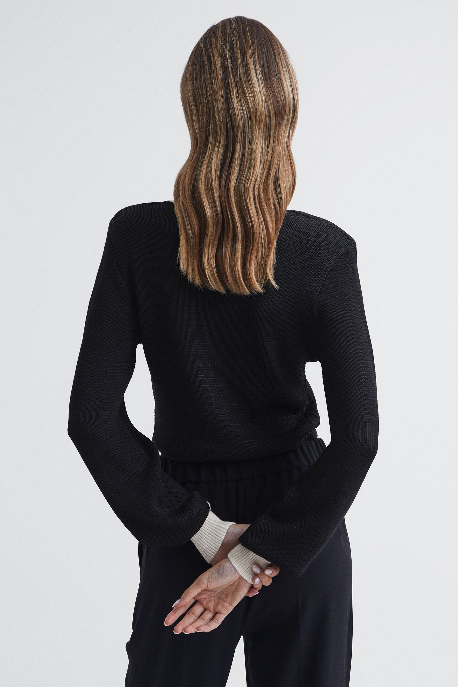 Buy Reiss Black Talitha Contrast Trim Knitted Jumper from the Next UK online shop
