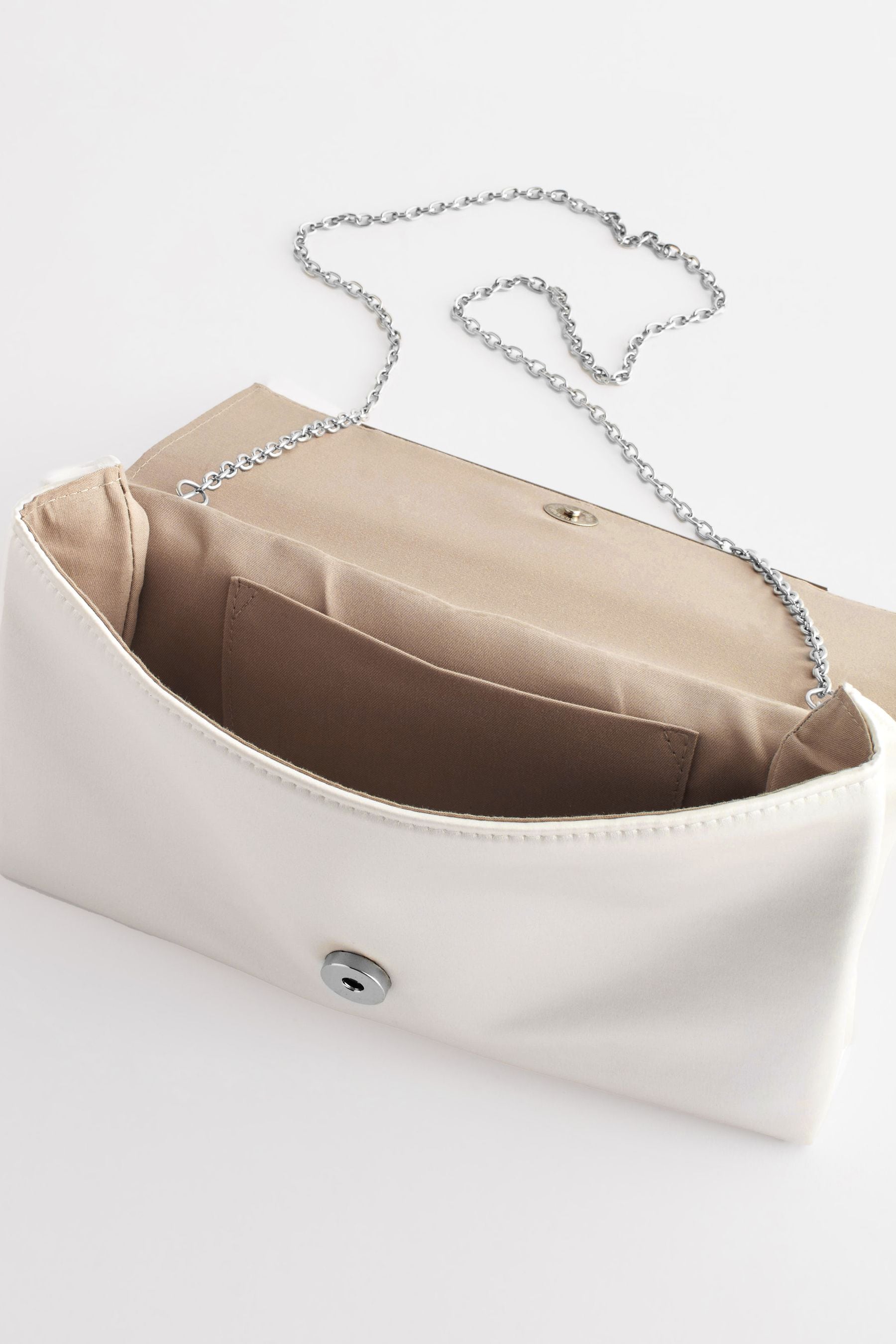 Buy Bone White Satin Bow Clutch Bag from Next Luxembourg