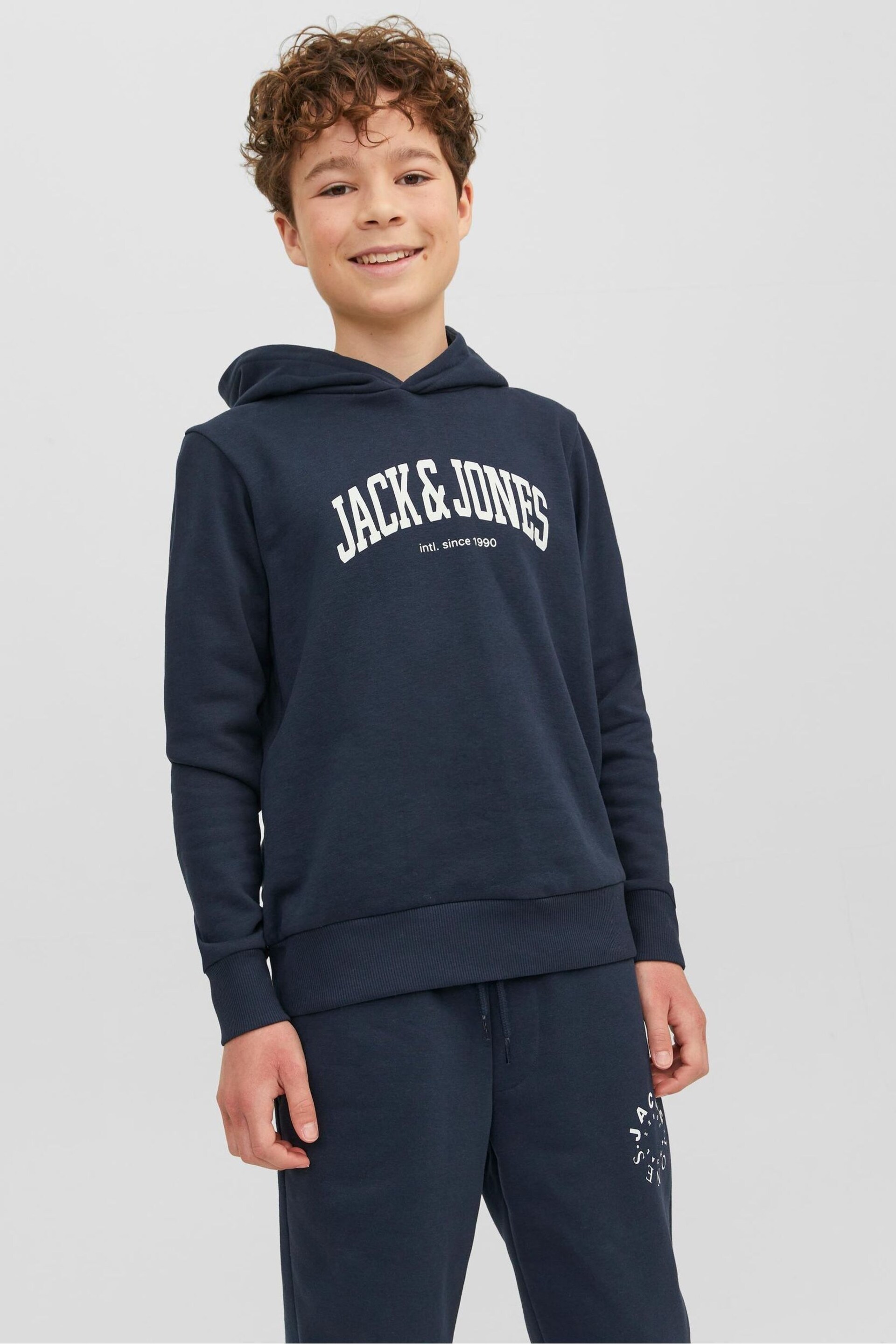 JACK & JONES Blue Logo Hoodie - Image 1 of 7