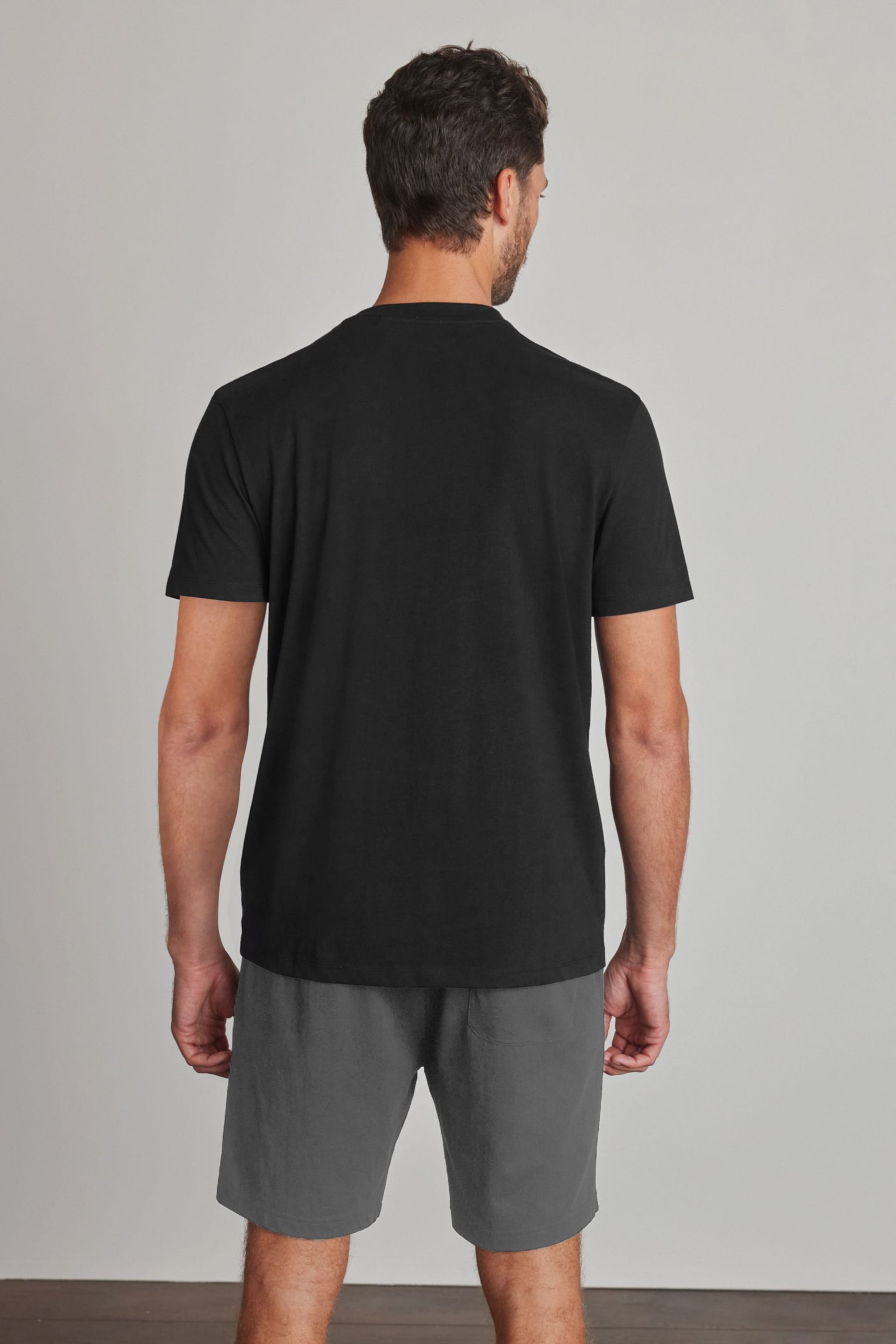 Black/Grey Jersey Pyjama Shorts Set - Image 2 of 8