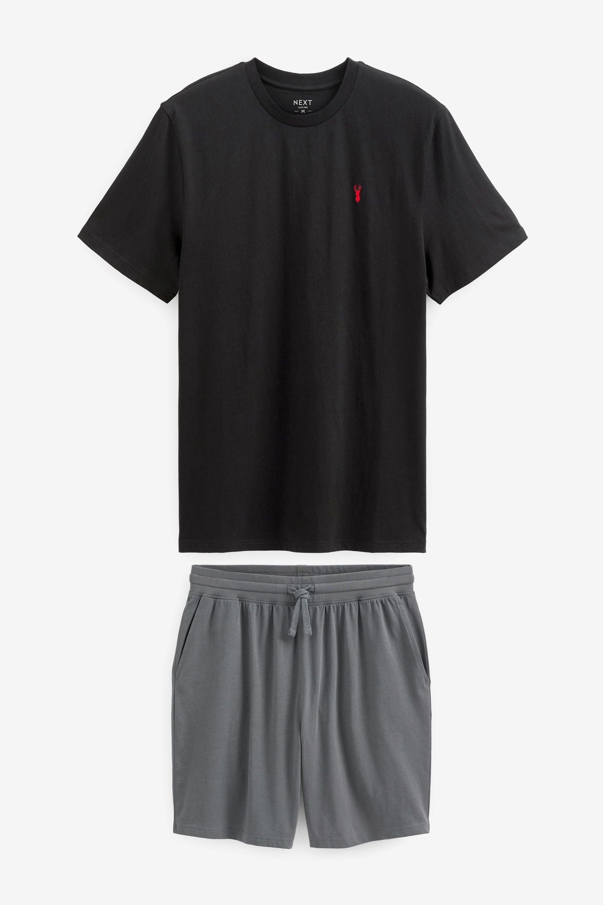 Black/Grey Jersey Pyjama Shorts Set - Image 6 of 8