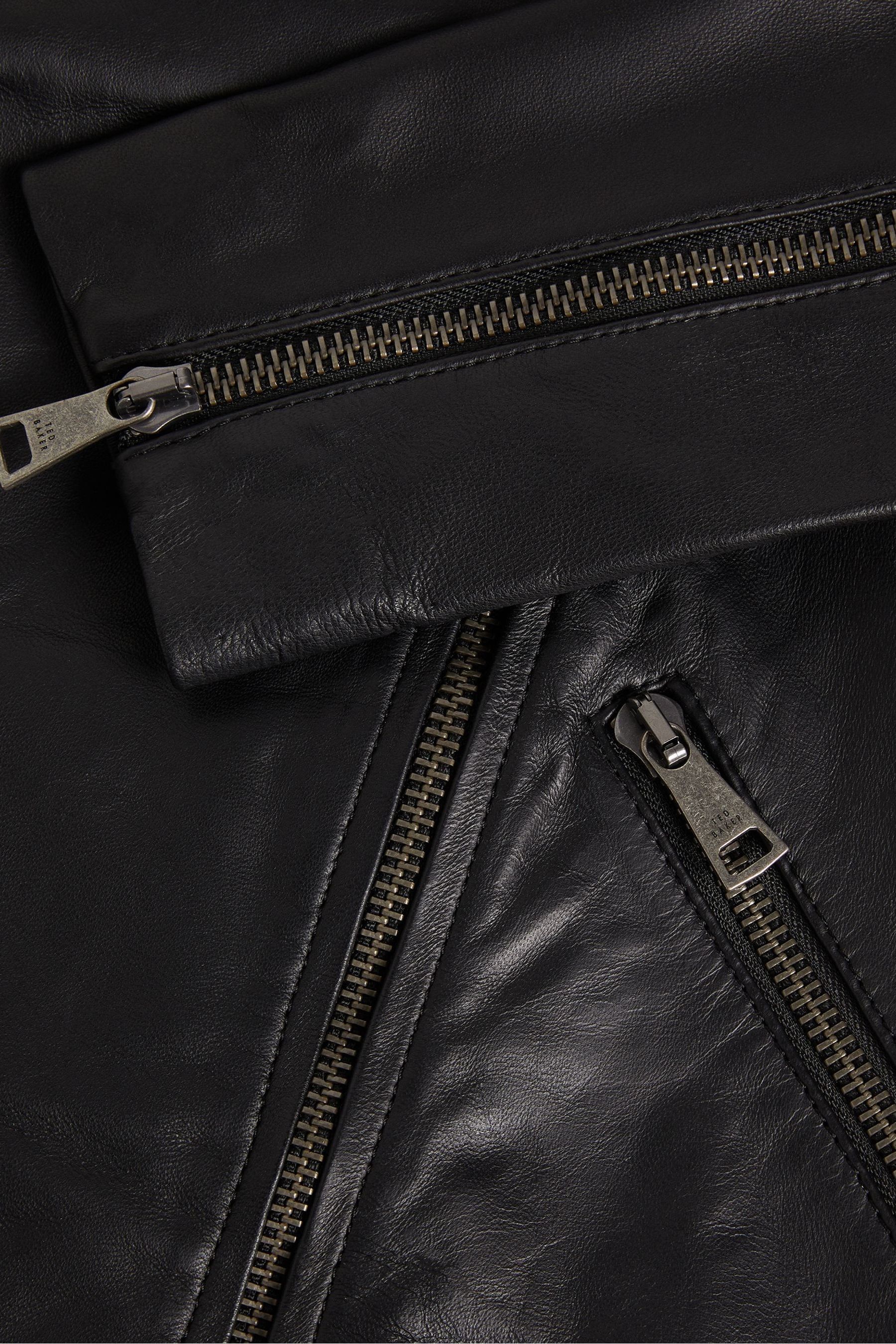 Buy Ted Baker Black Ellaar Fitted Leather Biker Jacket from Next Luxembourg
