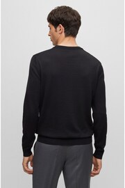 BOSS Black V-Neck Tonal Logo Wool Jumper - Image 2 of 5