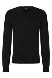 BOSS Black V-Neck Tonal Logo Wool Jumper - Image 5 of 5