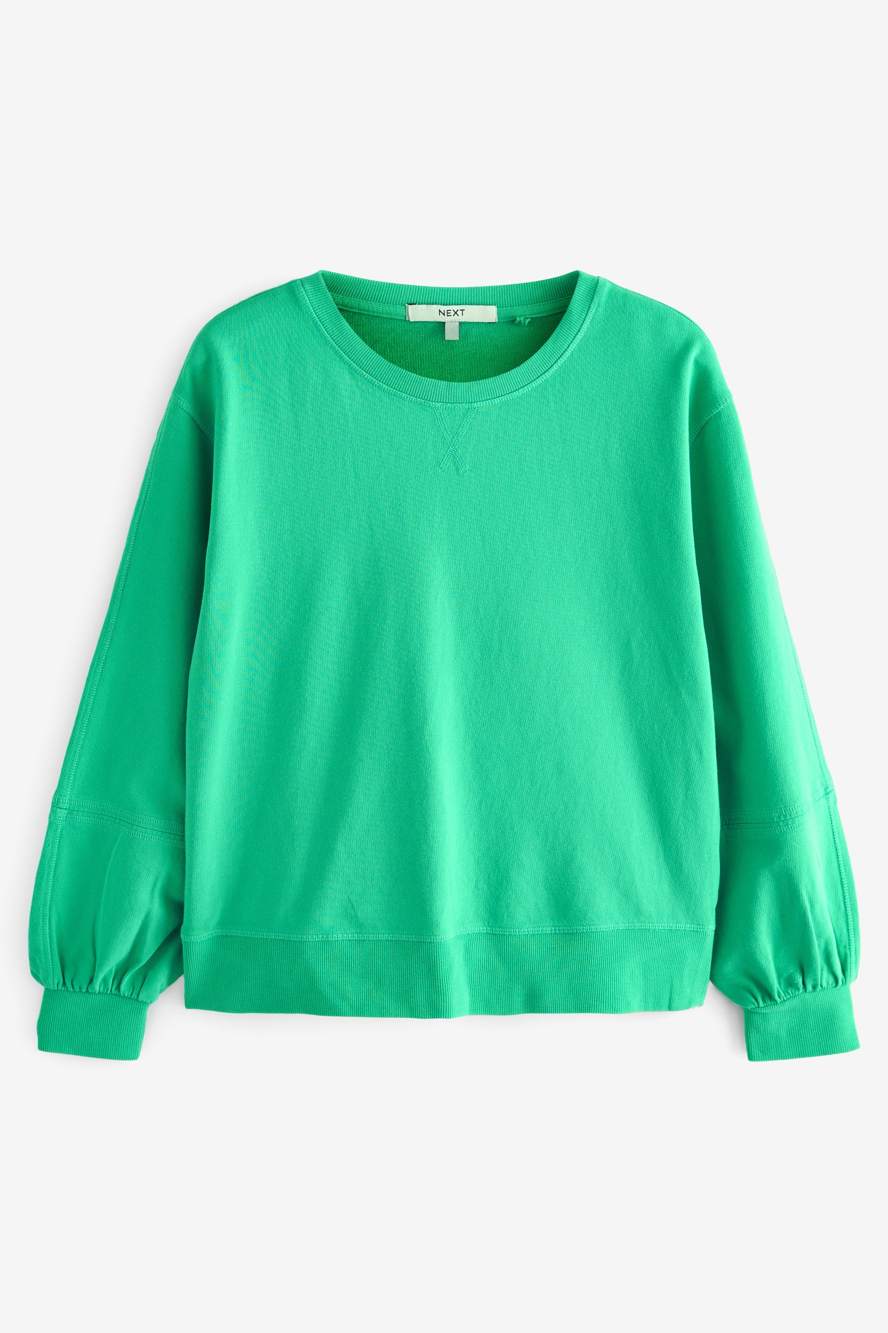Buy Fluro Green Drop Shoulder Stitch Detail Sweatshirt from Next Luxembourg