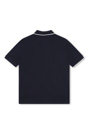 BOSS Navy Short Sleeved Logo Polo Shirt - Image 3 of 3