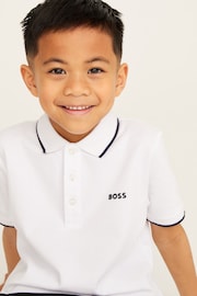 BOSS White Short Sleeved Logo Polo Shirt - Image 3 of 6