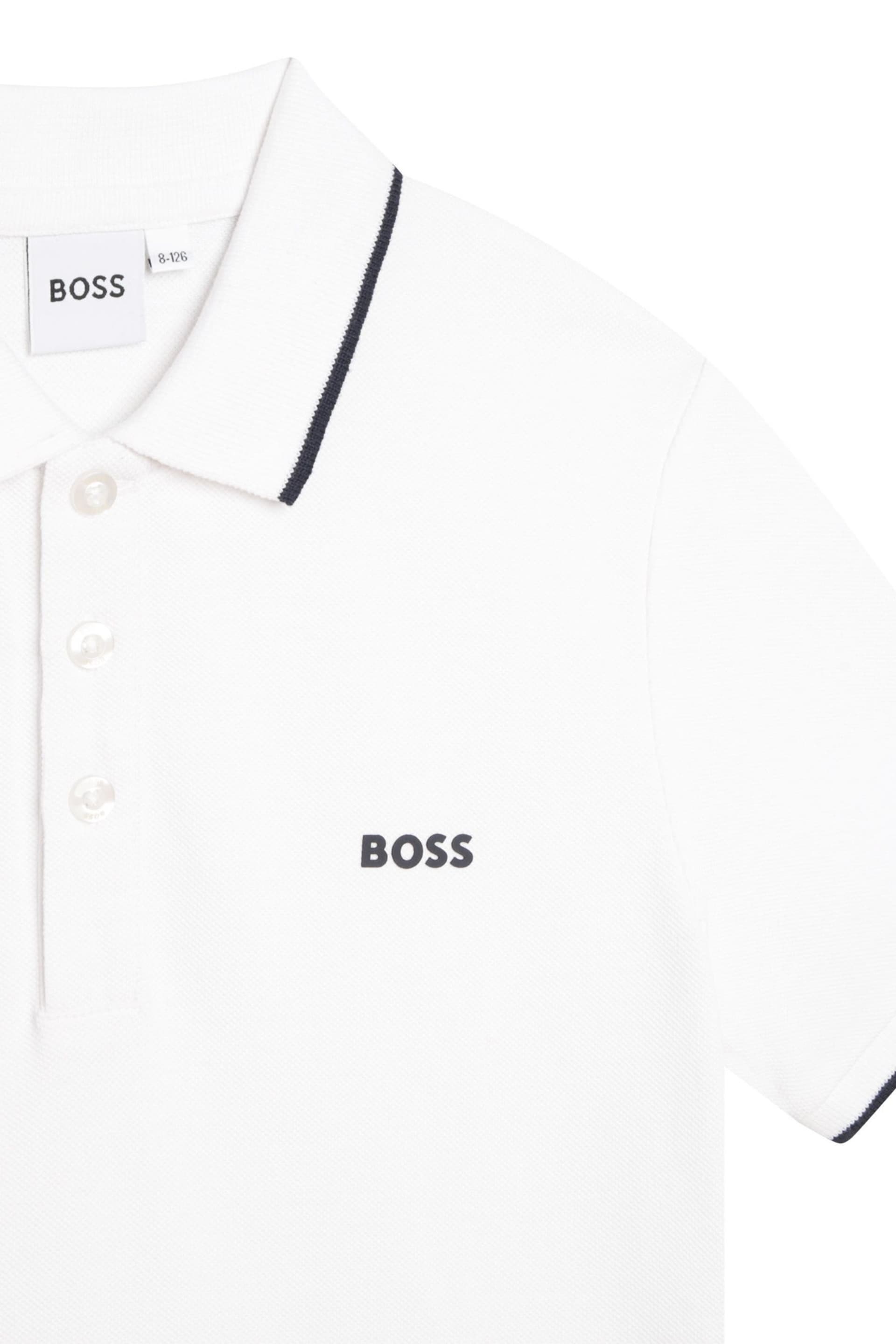 BOSS White Short Sleeved Logo Polo Shirt - Image 6 of 6