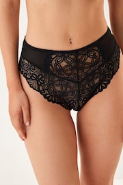 Black Lace High Waist High Leg Knickers - Image 3 of 6