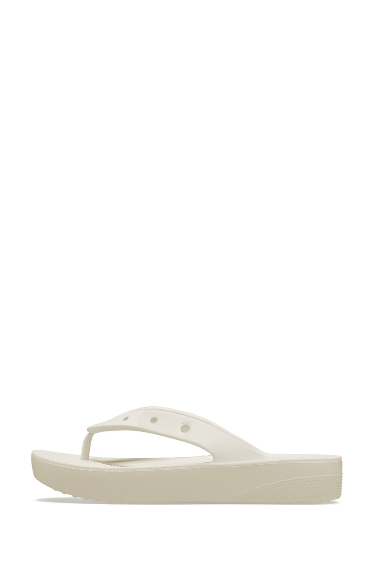 Crocs White/Cream Classic Platform Flip Flops - Image 2 of 5