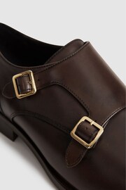 Reiss Brown Rivington Leather Monk Strap Shoes - Image 5 of 6