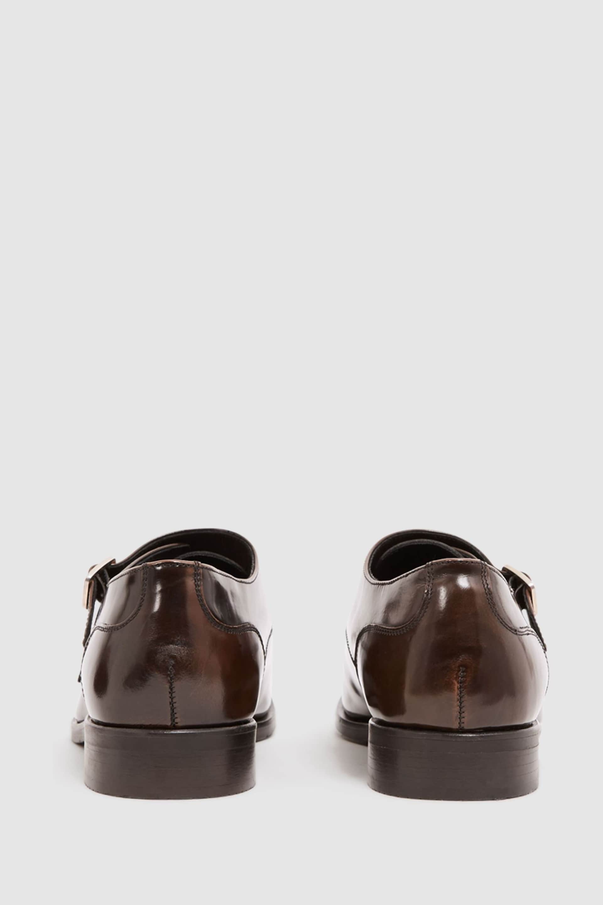 Reiss Brown Rivington Leather Monk Strap Shoes - Image 6 of 6