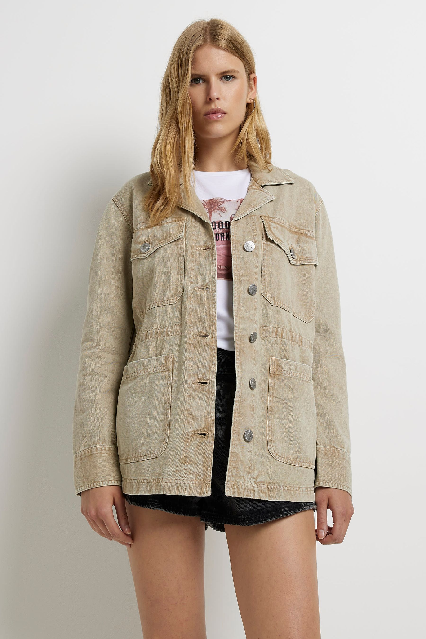 Buy River Island Khaki Brown Utility Shacket from Next Luxembourg