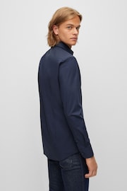 BOSS Dark Blue Slim Fit Shirt - Image 2 of 5