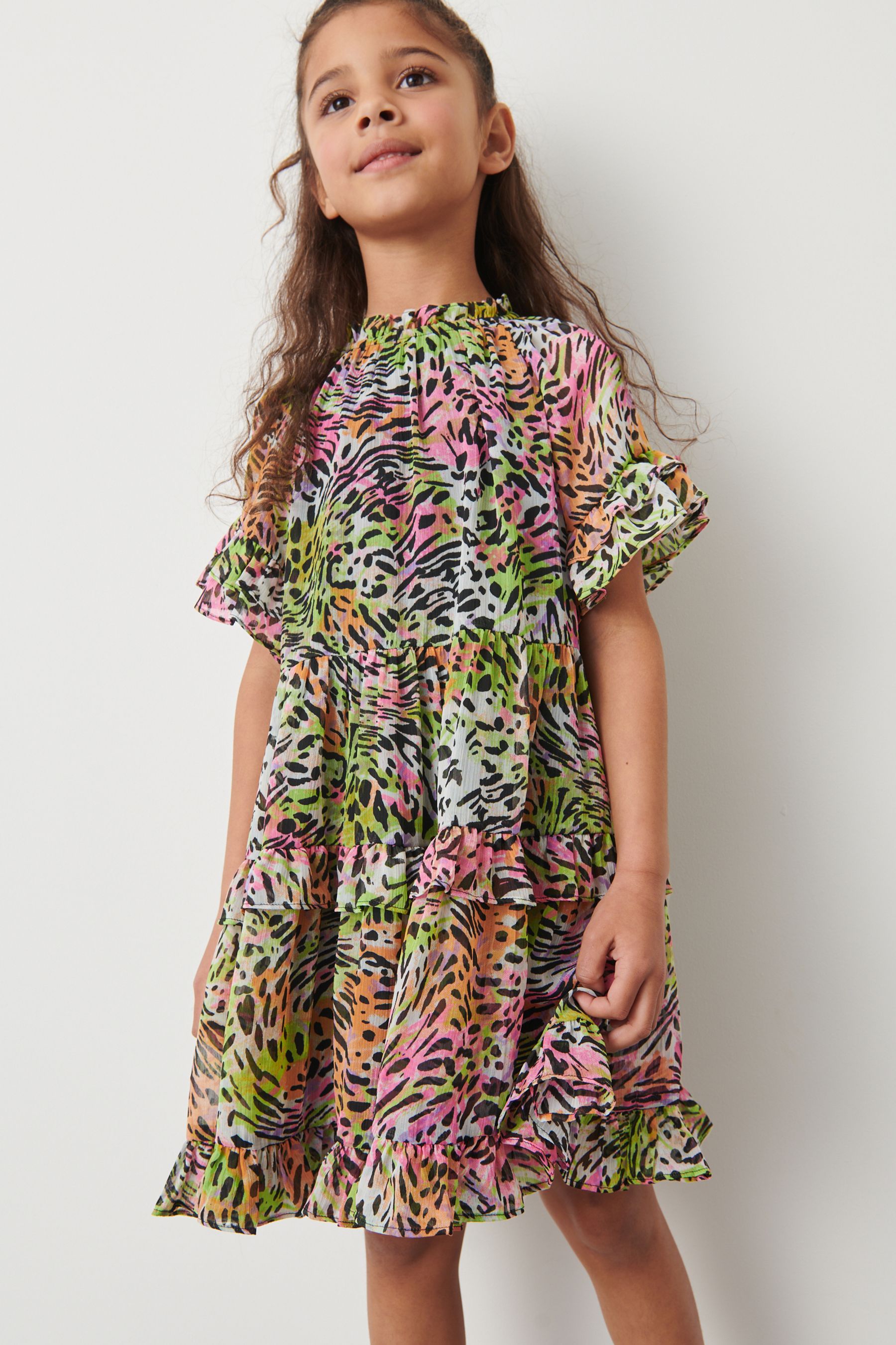 Animal print frill dress shop