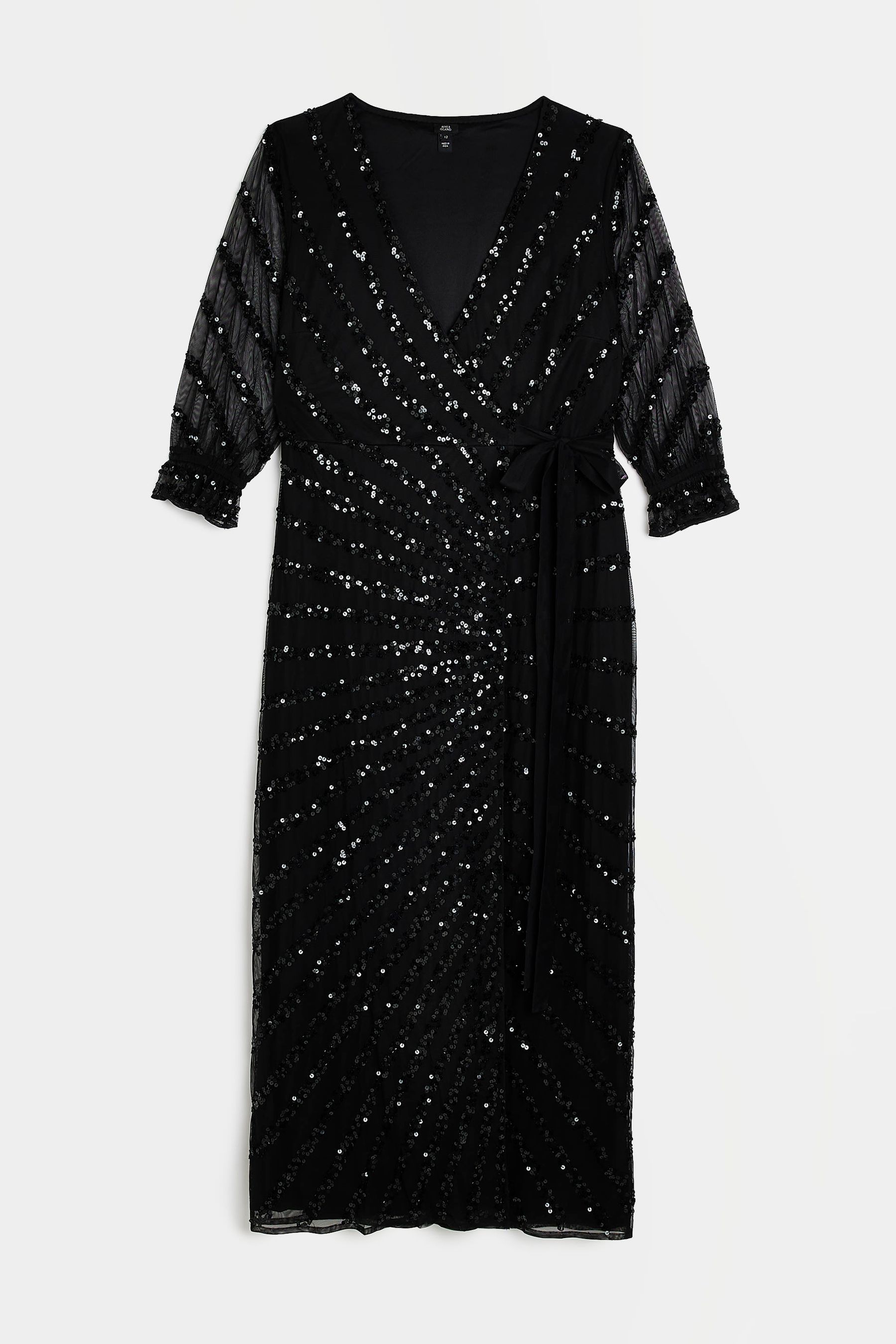 Buy River Island Black Wrap Front Maxi Dress from the Next UK online shop
