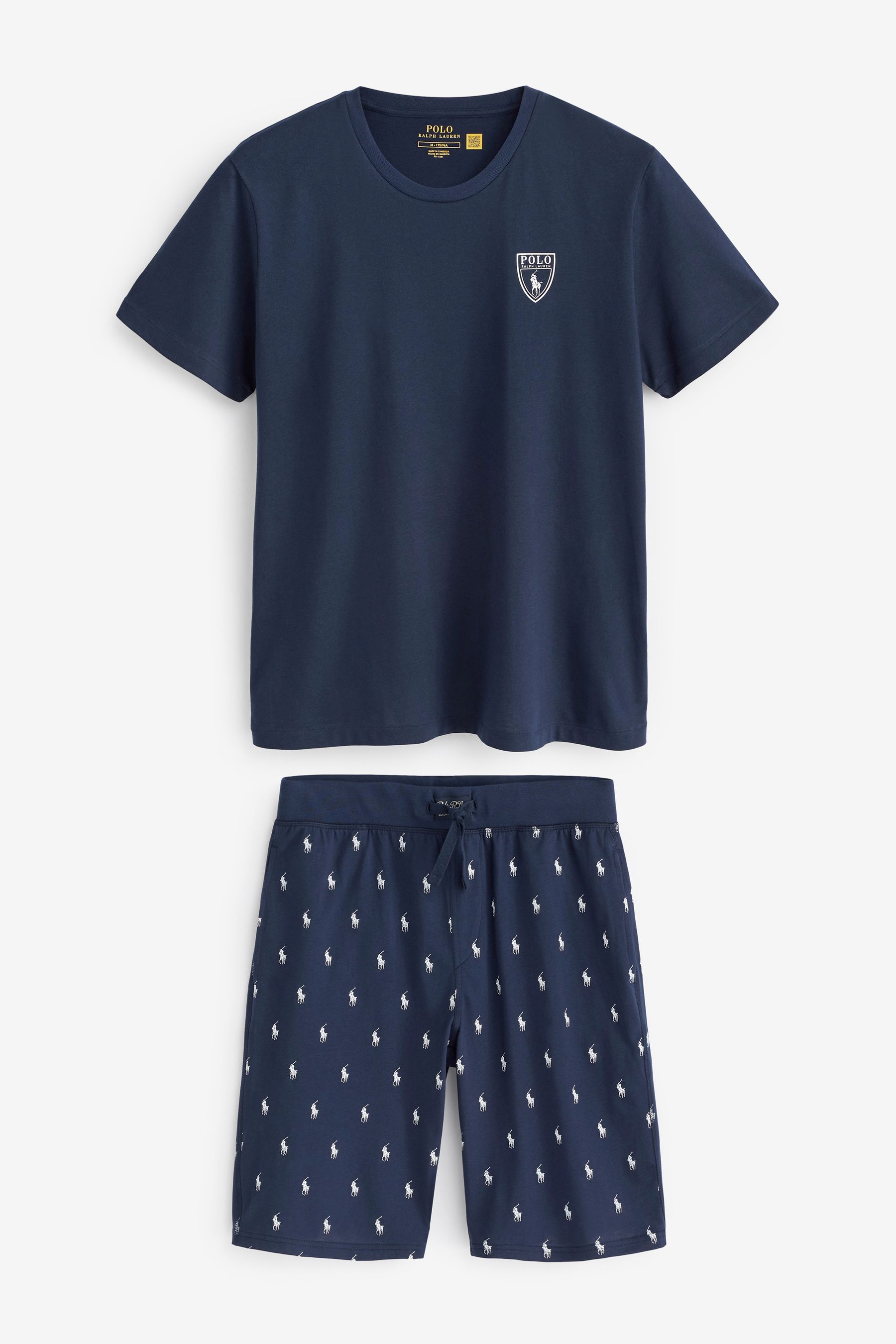 Buy Polo Ralph Lauren Navy Blue Short Sleeve Logo Pyjama Set from Next Luxembourg