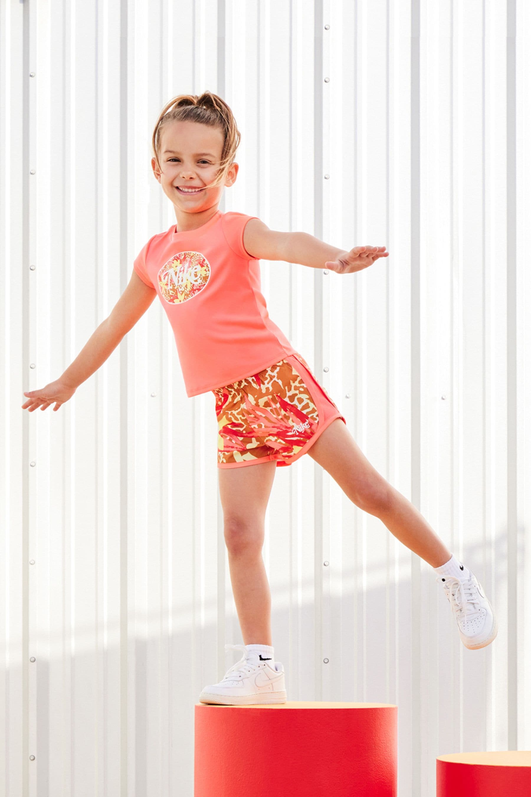 Buy Nike Pink Orange Little Kids Floral DriFIT T Shirt and Shorts Set from Next Luxembourg