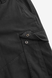 Black Straight Fit Cotton Stretch Cargo Trousers - Image 6 of 8