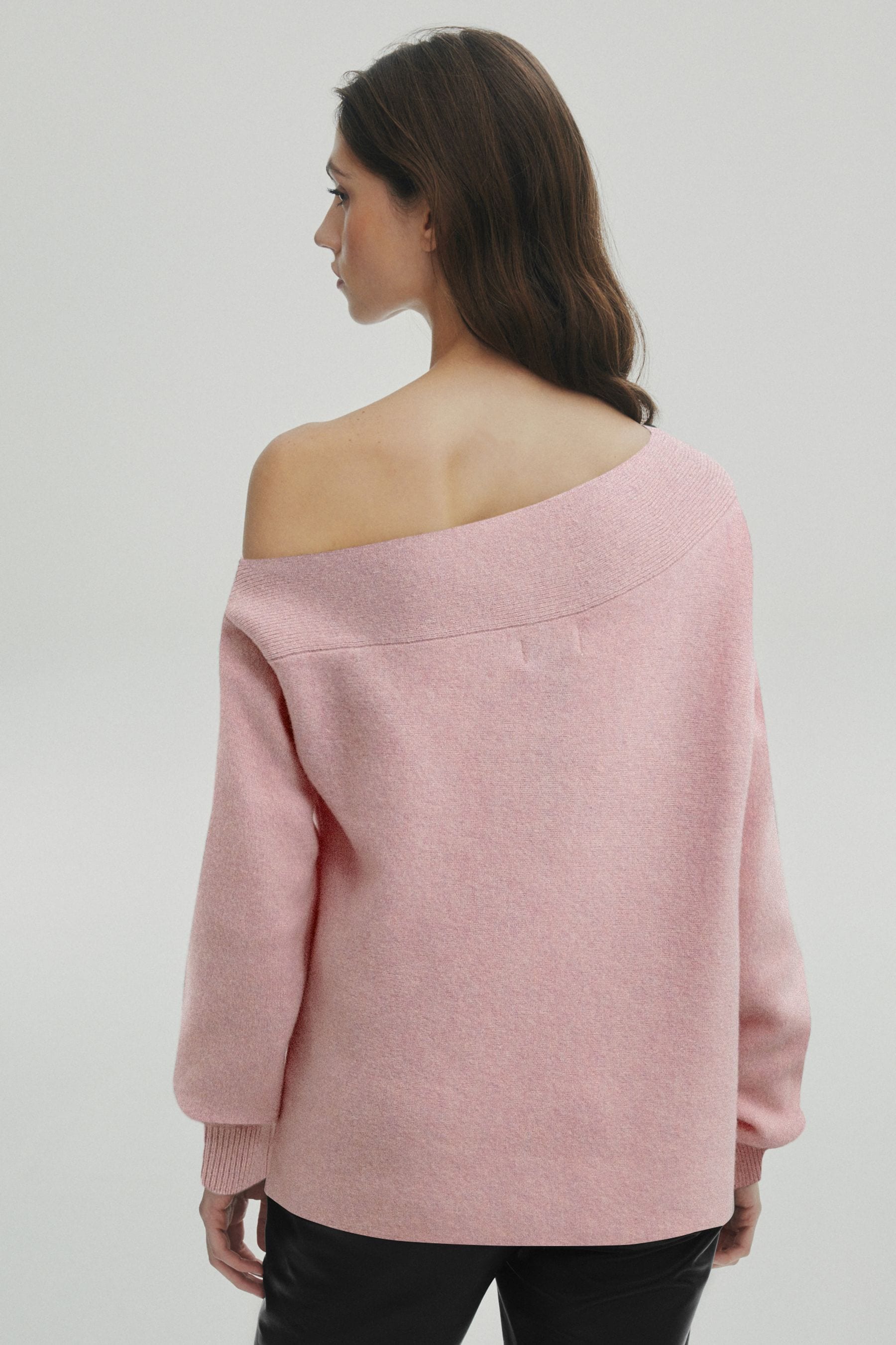Blush off the shoulder sweater top