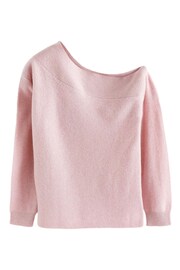 Blush Pink Premium 100% Wool Off The Shoulder Jumper - Image 5 of 6