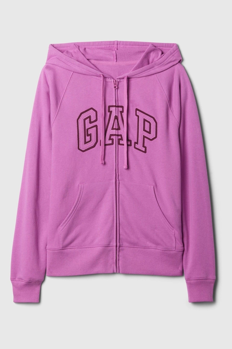 Gap Purple Logo Zip Through Relaxed Hoodie - Image 5 of 5