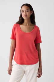 Gap Red Linen Blend Short Sleeve Scoop Neck T-Shirt - Image 1 of 1