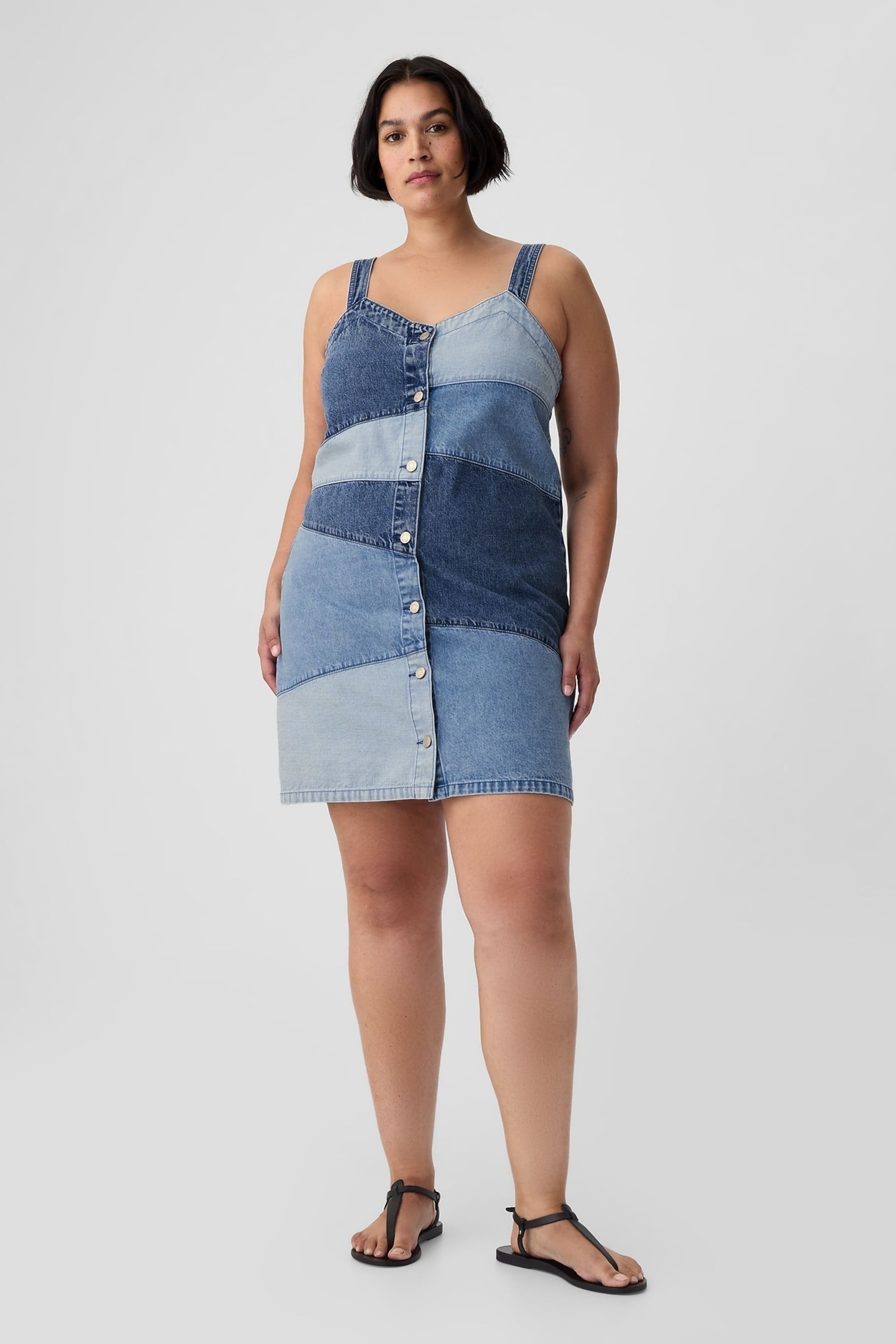 Gap Blue Patchwork Denim Mini Dress - Image 2 of 6