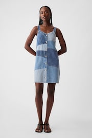 Gap Blue Patchwork Denim Mini Dress - Image 3 of 6