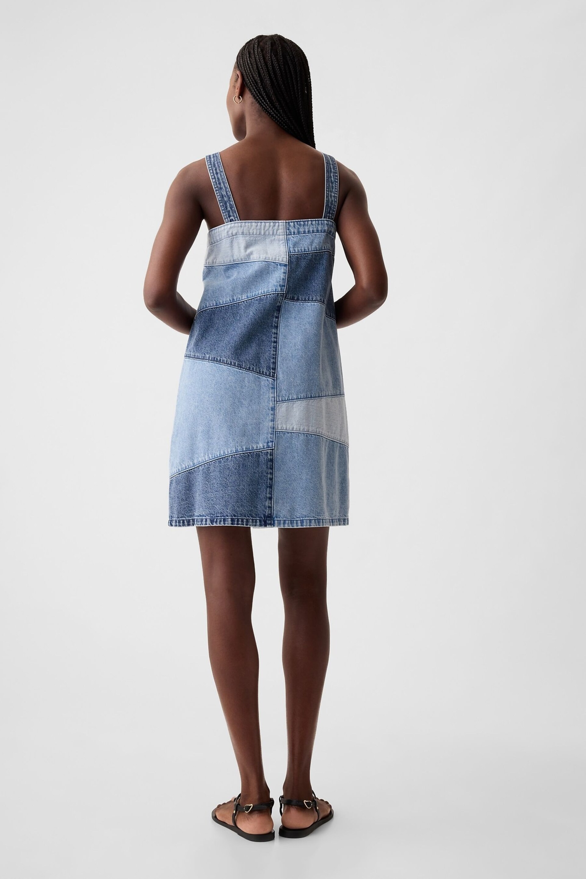 Gap Blue Patchwork Denim Mini Dress - Image 4 of 6