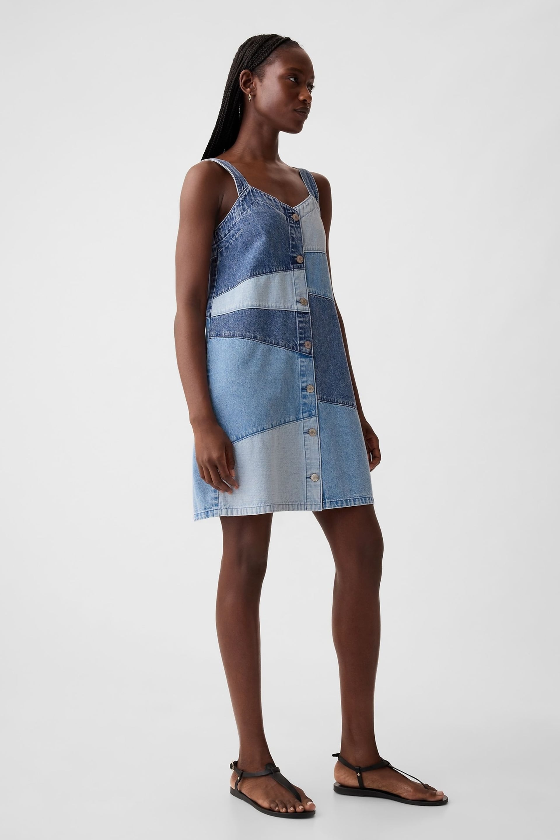 Gap Blue Patchwork Denim Mini Dress - Image 5 of 6