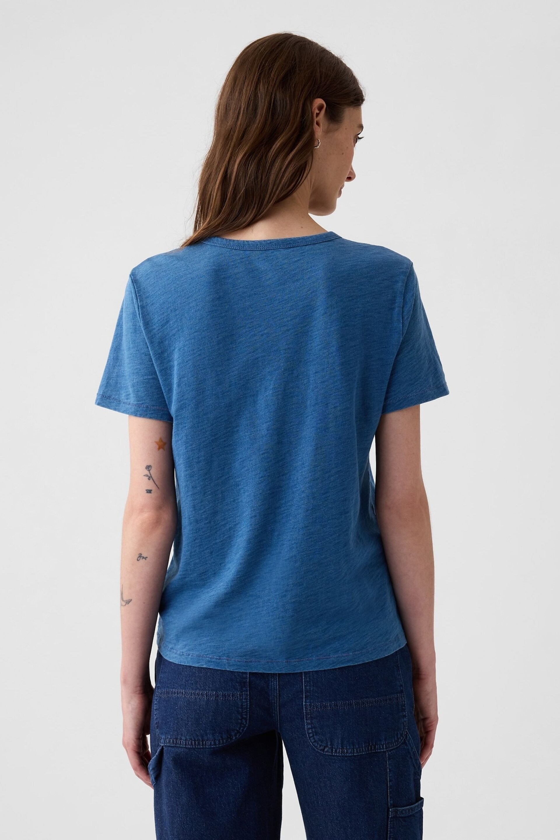 Gap Blue Cotton Relaxed Short Sleeve T-Shirt - Image 2 of 4