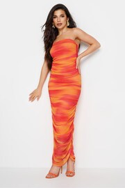 PixieGirl Petite Orange Mesh Bardot Maxi Dress - Image 1 of 6