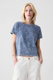 Gap Blue Organic Cotton Vintage Short Sleeve T-Shirt - Image 1 of 4