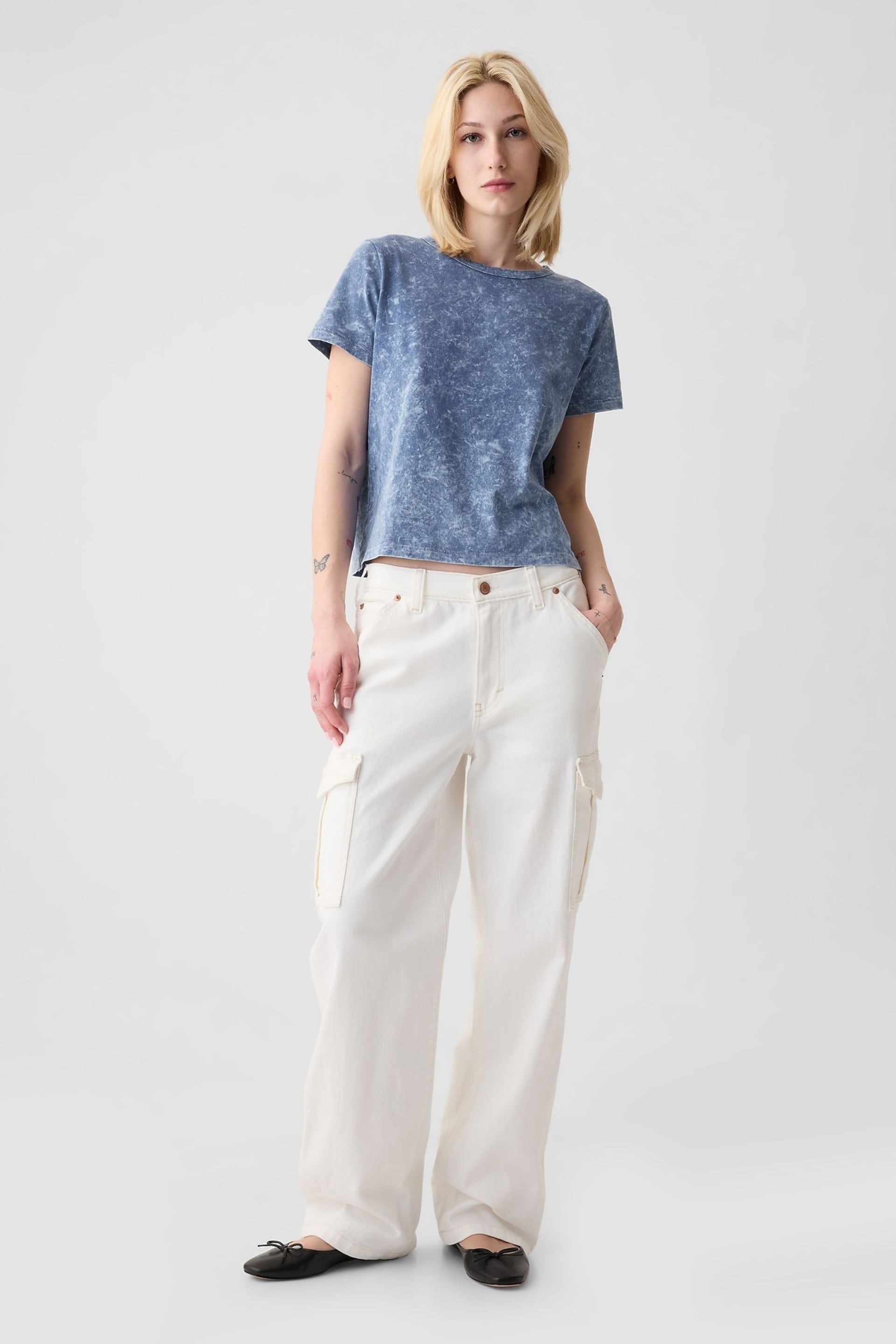 Gap Blue Organic Cotton Vintage Short Sleeve T-Shirt - Image 3 of 4