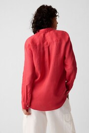 Gap Red 100% Linen Long Sleeve Oversized Shirt - Image 2 of 4