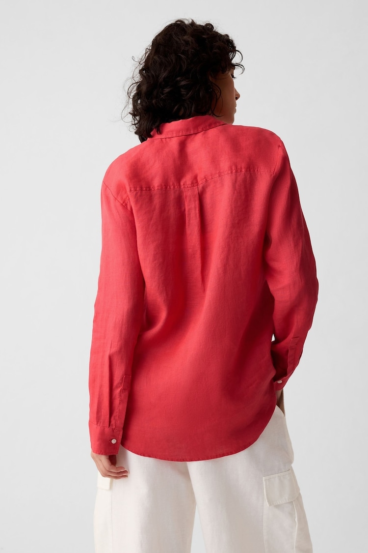 Gap Red 100% Linen Long Sleeve Oversized Shirt - Image 2 of 5