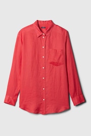 Gap Red 100% Linen Long Sleeve Oversized Shirt - Image 4 of 5