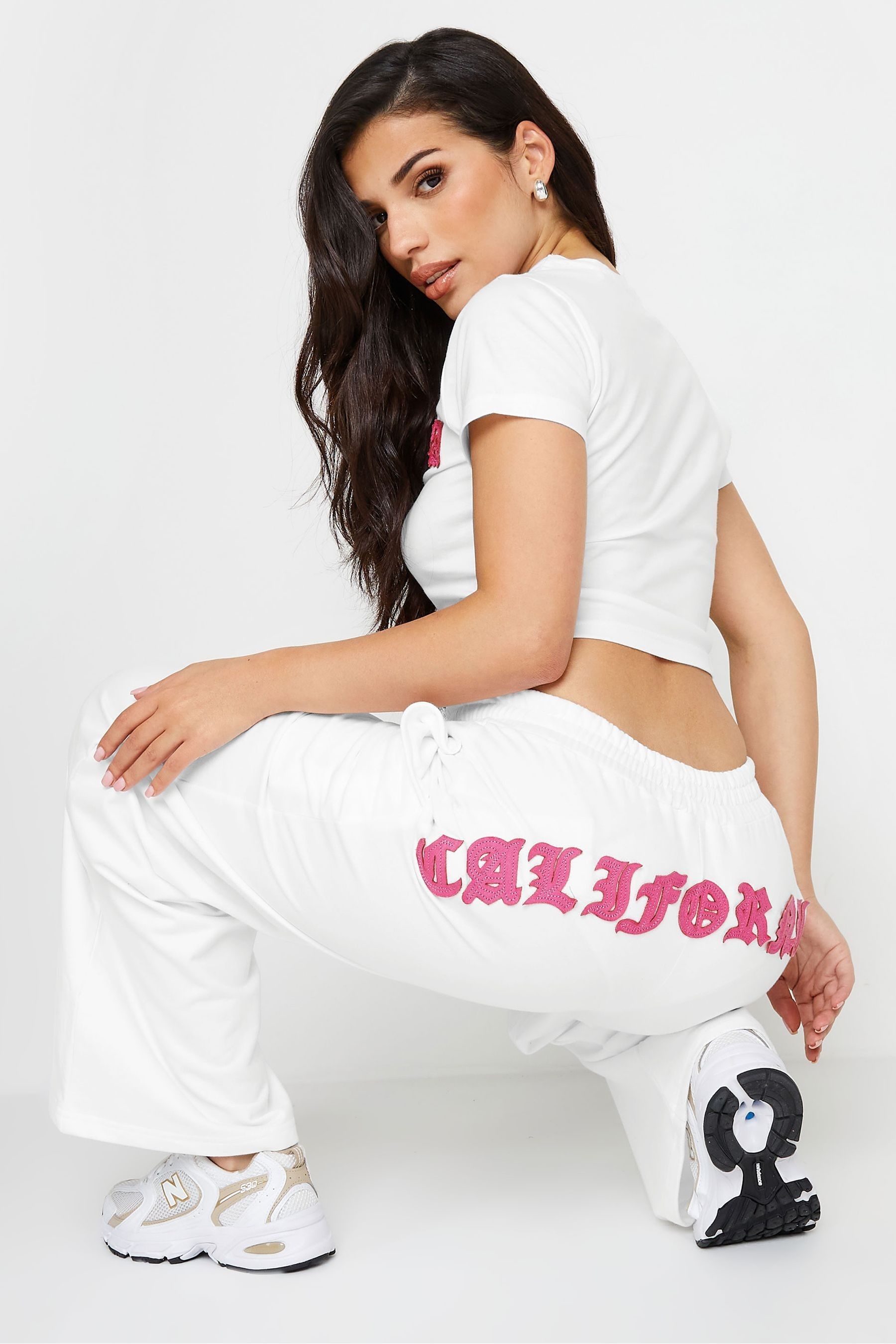 Buy PixieGirl Petite White California 100 Cotton Embeliished Joggers from Next Luxembourg
