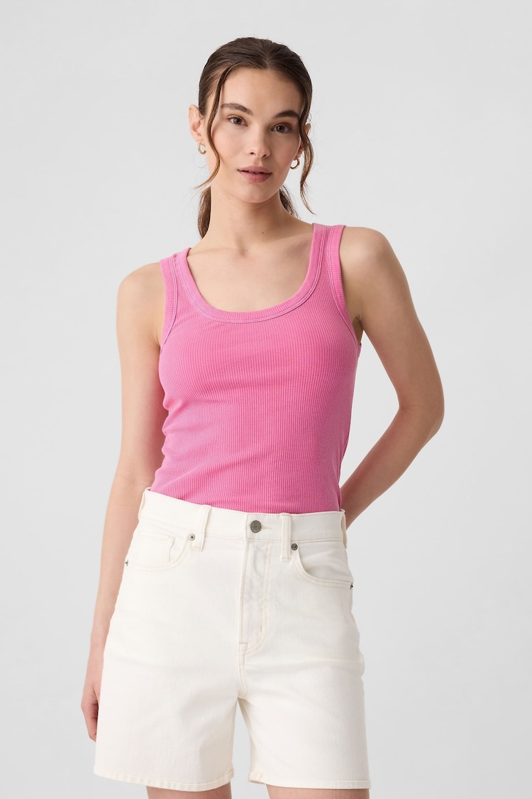 Gap Pink Soft Ribbed Sleeveless Vest Top - Image 1 of 5