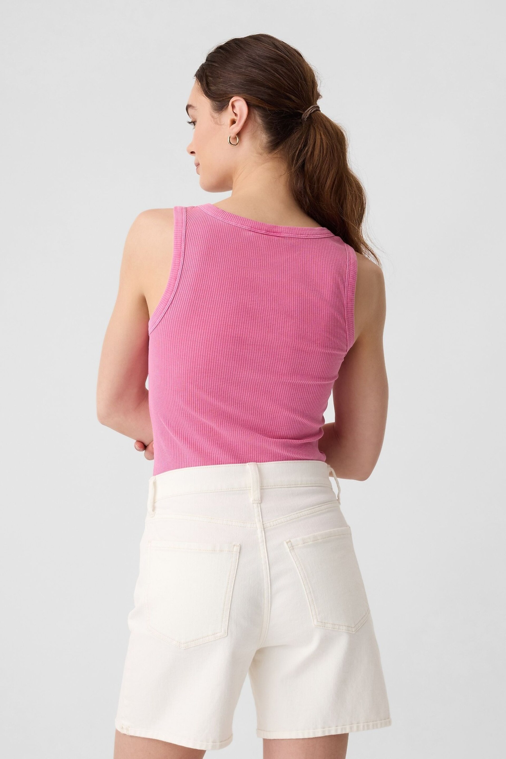 Gap Pink Soft Ribbed Vest Top - Image 2 of 5