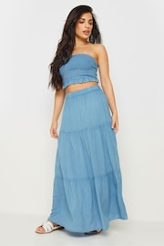 PixieGirl Petite Blue Chambray Tiered Maxi Skirt - Image 1 of 4