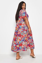 Yours Curve Red Floral Print Midi Smock Dress - Image 3 of 4