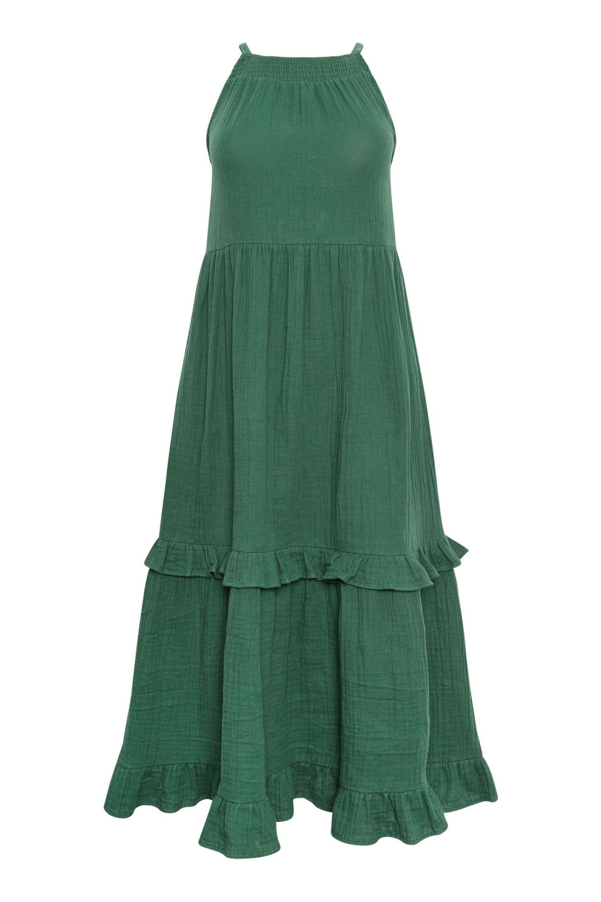 PixieGirl Petite Green Halter Tiered Maxi Dress - Image 6 of 6