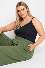 Yours Curve Green Twill Wide Leg Trousers - Image 4 of 4