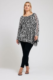 Yours Curve Grey Long Sleeve Asymmetric Hem Blouse - Image 2 of 5