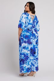 Yours Curve Blue London Floral Angel Sleeve Maxi Dress - Image 4 of 5