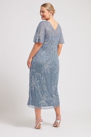 Yours Curve Blue Luxe Embellished Wrap Maxi Dress - Image 3 of 5